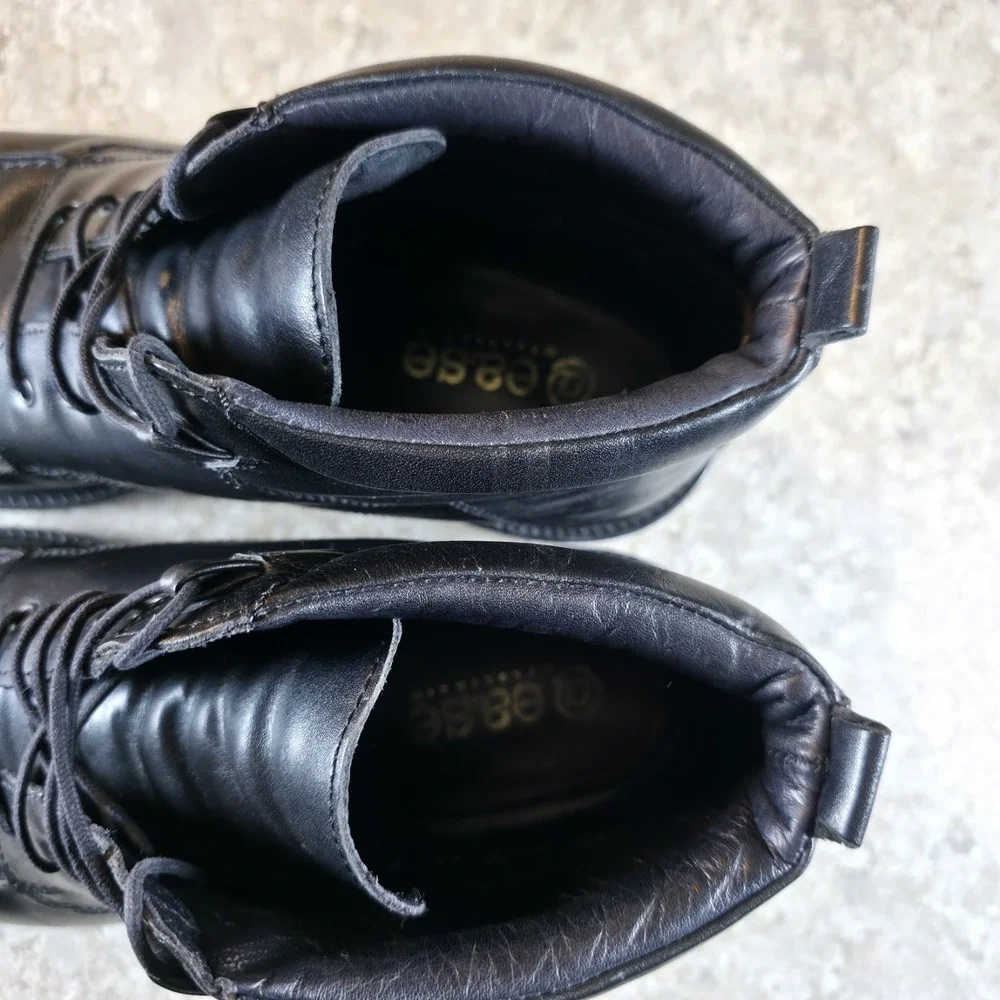 Vintage Florsheim Ankle Boots Chukka Moc Toe Black Leather Mens 12 Made In Italy
